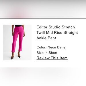 Express Editor Straight Ankle Berry Ankle Pants - Size 4 Short